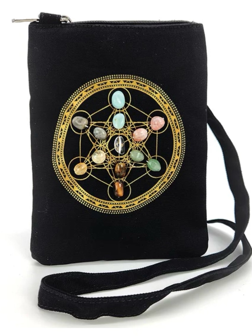 Black Crystal Accent Crossbody Bag